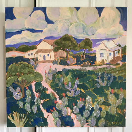 Sister Cottages Original Artwork - El Baker Art