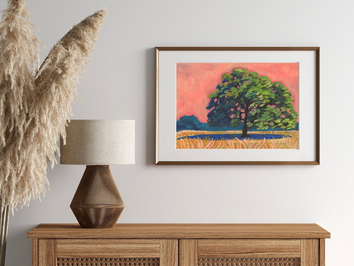 Sunset Texas Live Oak Tree Print - El Baker Art
