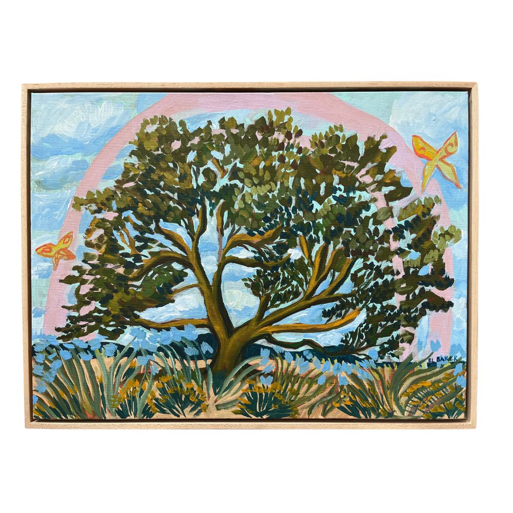 Texas Live Oak Rainbow Landscape Original Artwork - 18x24" - El Baker Art