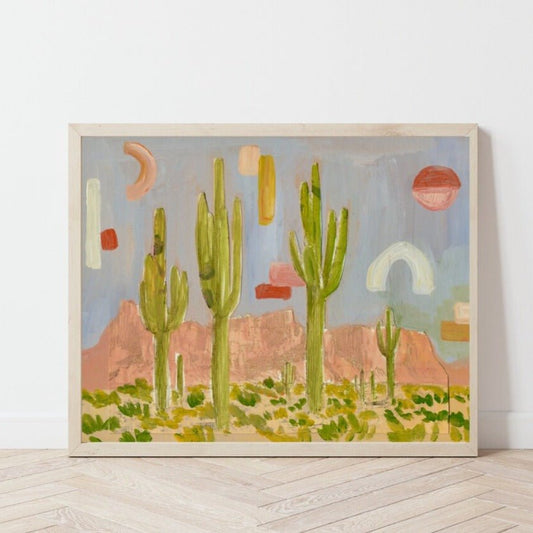 Vintage Arizona Desert Landscape Print - El Baker Art