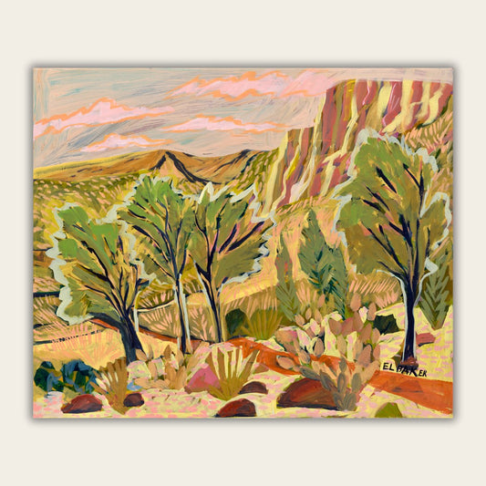 West Texas Ranch Landscape Original Artwork - Framed, 20x24" - El Baker Art