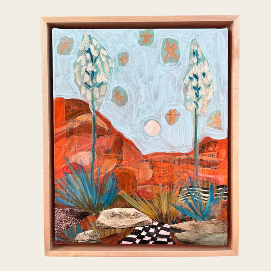 Yucca Night Sky Collage Original Artwork - Framed, 8x10" - El Baker Art