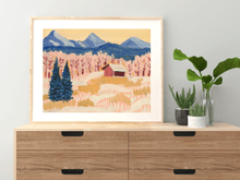 Load image into Gallery viewer, Winter Mountain Cabin Landscape Print
