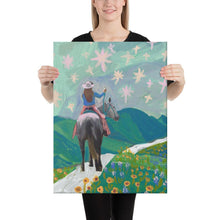 Load image into Gallery viewer, Texas Wildflowers Cowgirl Canvas Print
