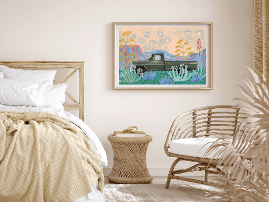 Retro Truck and Century Plant Print - El Baker Art