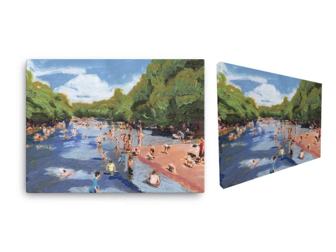 Barton Springs Swimming Austin Canvas Print
