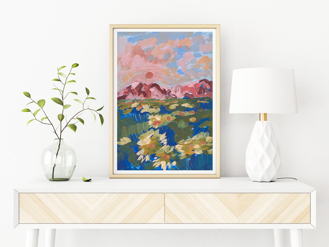 Wildflower Mountain Landscape Print