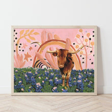 Load image into Gallery viewer, Rainbow Longhorns Mixed Media Print
