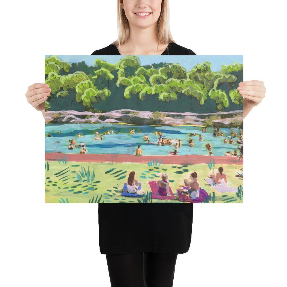 Colorful Barton Springs Swimming Print